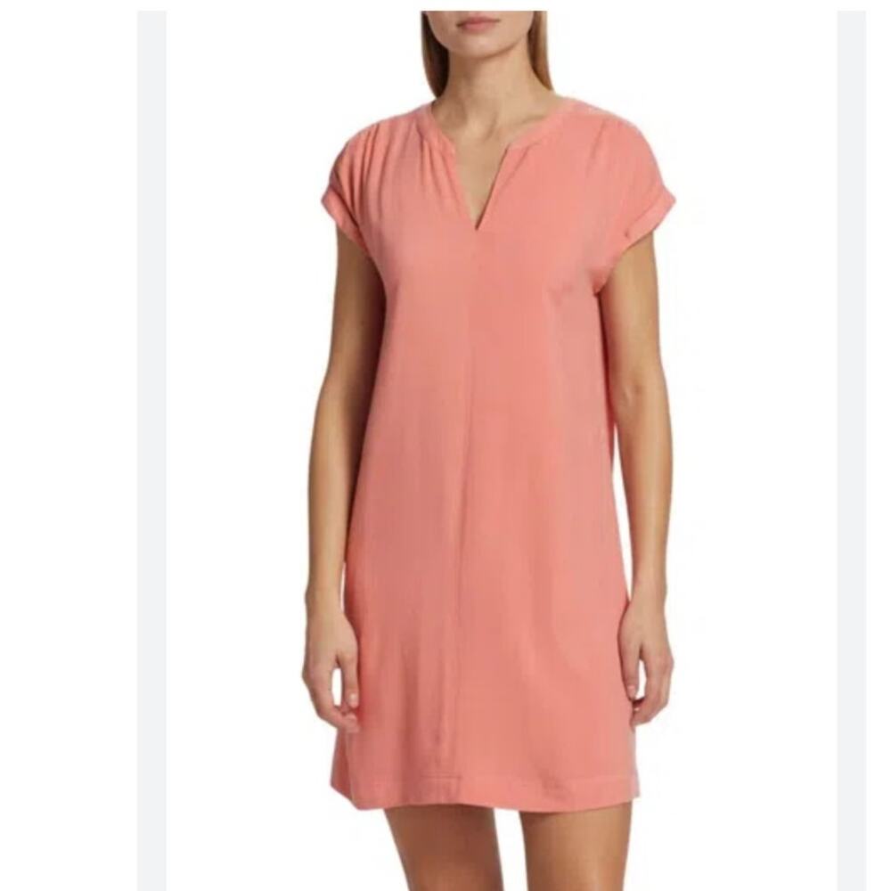 Splendid Women's Shiloh Boxy Mini Dress SS Peach Shift Pockets Cap Sleeves XS